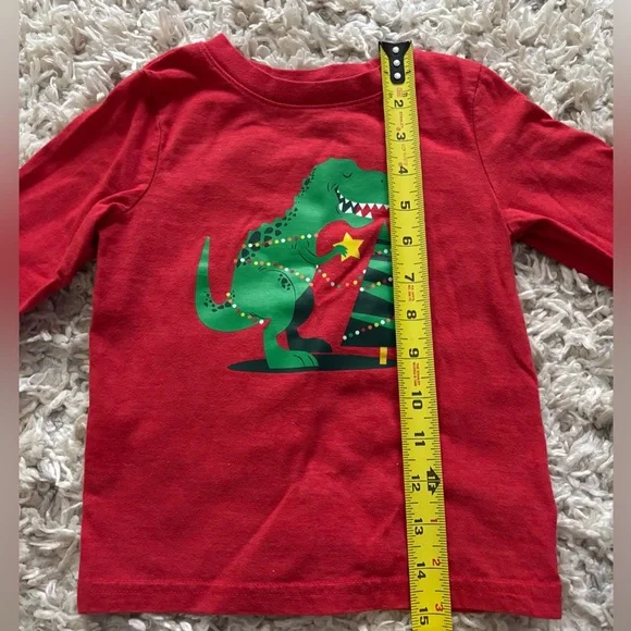 Cat & Jack™ Red Boys' Christmas Dinosaur Tee - Picture 2 of 6
